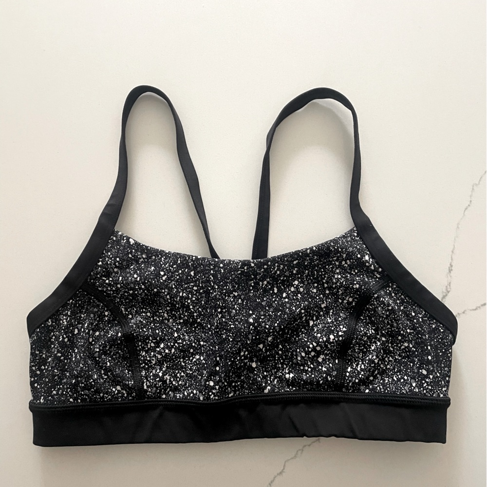 Lululemon Rise and run bra- Mini splatter/black white